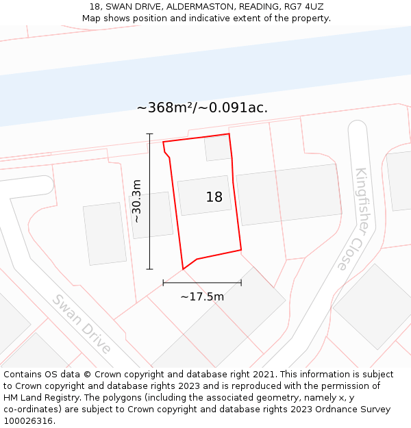 18, SWAN DRIVE, ALDERMASTON, READING, RG7 4UZ: Plot and title map