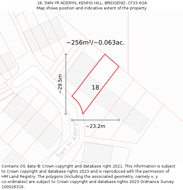 18, SWN YR ADERYN, KENFIG HILL, BRIDGEND, CF33 6GA: Plot and title map