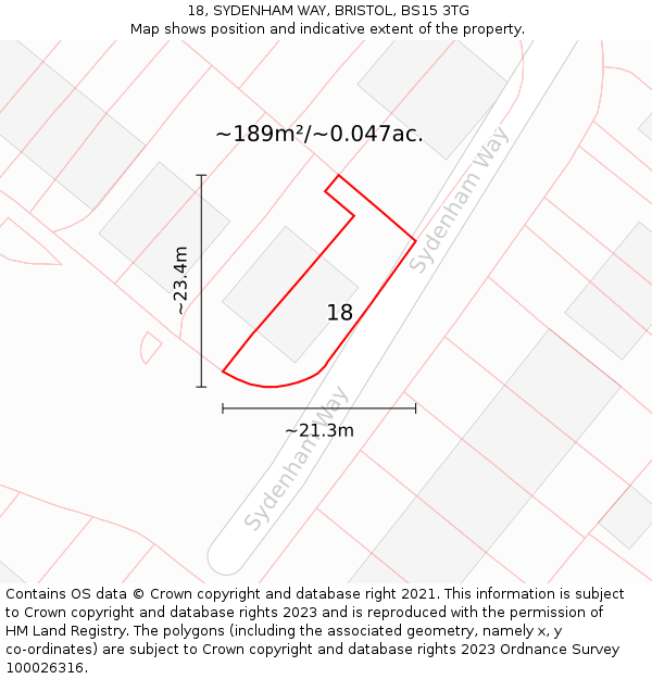 18, SYDENHAM WAY, BRISTOL, BS15 3TG: Plot and title map