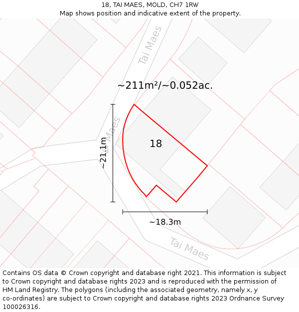 18, TAI MAES, MOLD, CH7 1RW: Plot and title map