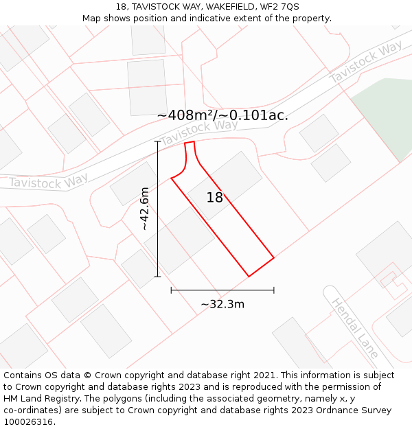 18, TAVISTOCK WAY, WAKEFIELD, WF2 7QS: Plot and title map