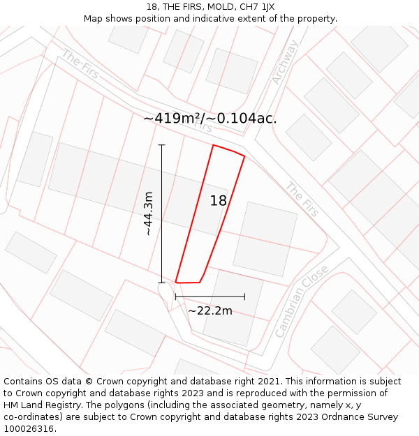 18, THE FIRS, MOLD, CH7 1JX: Plot and title map