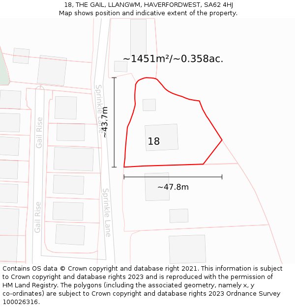 18, THE GAIL, LLANGWM, HAVERFORDWEST, SA62 4HJ: Plot and title map