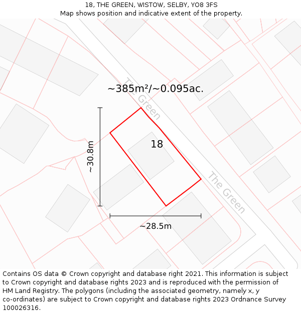 18, THE GREEN, WISTOW, SELBY, YO8 3FS: Plot and title map