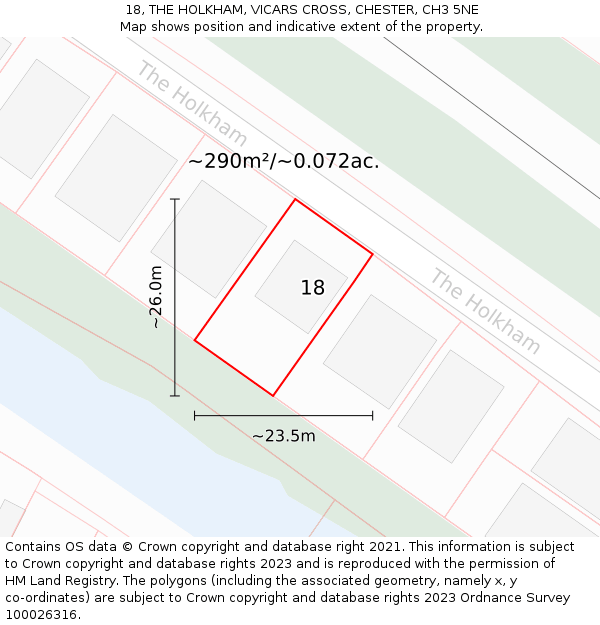 18, THE HOLKHAM, VICARS CROSS, CHESTER, CH3 5NE: Plot and title map