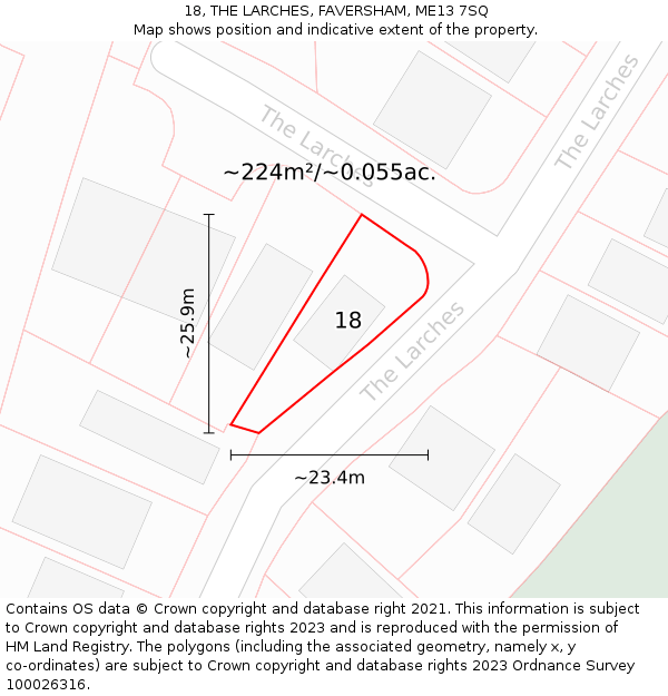 18, THE LARCHES, FAVERSHAM, ME13 7SQ: Plot and title map