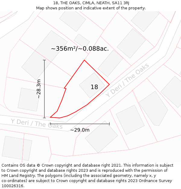 18, THE OAKS, CIMLA, NEATH, SA11 3RJ: Plot and title map