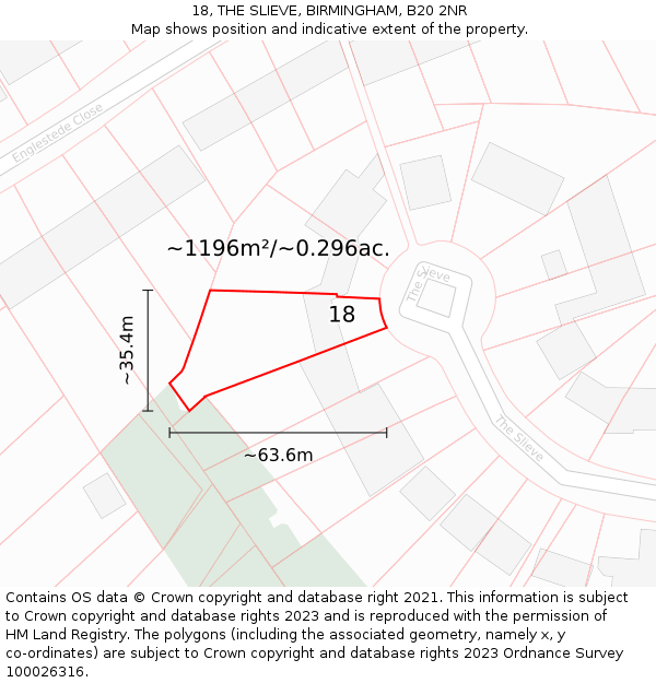 18, THE SLIEVE, BIRMINGHAM, B20 2NR: Plot and title map