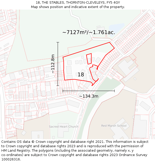 18, THE STABLES, THORNTON-CLEVELEYS, FY5 4GY: Plot and title map