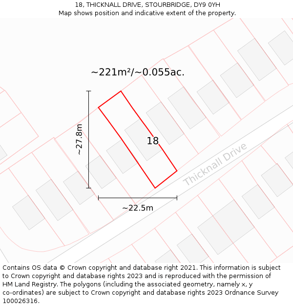 18, THICKNALL DRIVE, STOURBRIDGE, DY9 0YH: Plot and title map