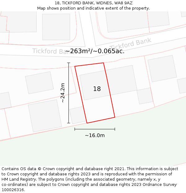 18, TICKFORD BANK, WIDNES, WA8 9AZ: Plot and title map