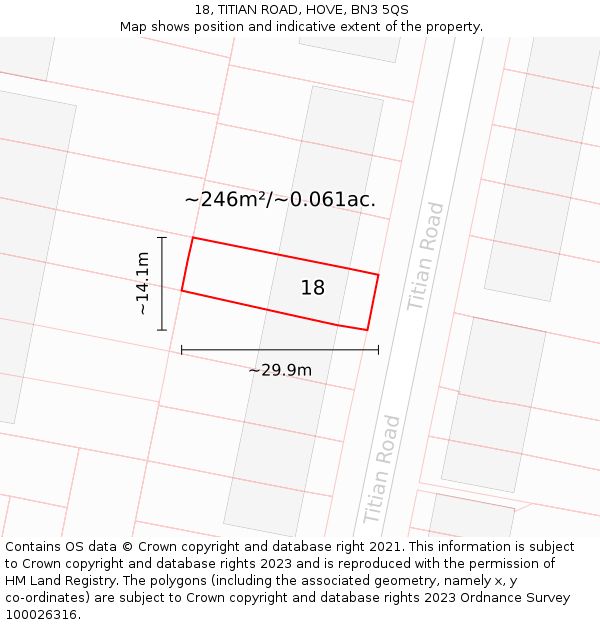 18, TITIAN ROAD, HOVE, BN3 5QS: Plot and title map