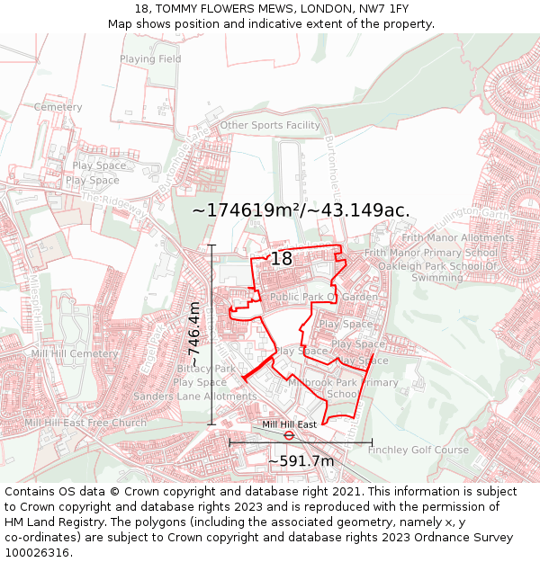 18, TOMMY FLOWERS MEWS, LONDON, NW7 1FY: Plot and title map