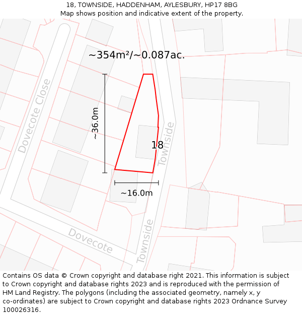 18, TOWNSIDE, HADDENHAM, AYLESBURY, HP17 8BG: Plot and title map