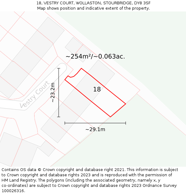 18, VESTRY COURT, WOLLASTON, STOURBRIDGE, DY8 3SF: Plot and title map