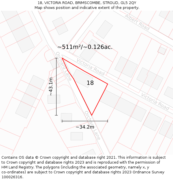 18, VICTORIA ROAD, BRIMSCOMBE, STROUD, GL5 2QY: Plot and title map