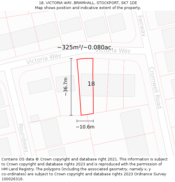 18, VICTORIA WAY, BRAMHALL, STOCKPORT, SK7 1DE: Plot and title map