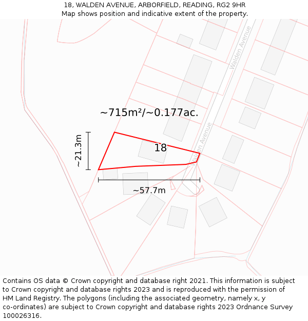 18, WALDEN AVENUE, ARBORFIELD, READING, RG2 9HR: Plot and title map