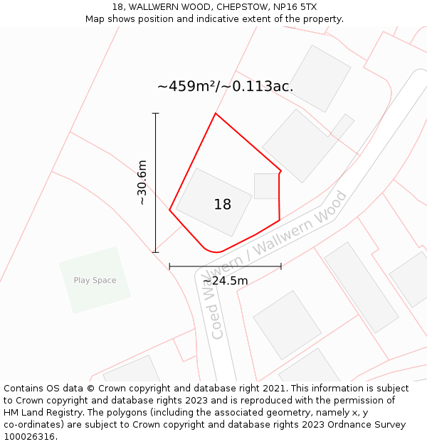 18, WALLWERN WOOD, CHEPSTOW, NP16 5TX: Plot and title map