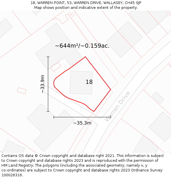 18, WARREN POINT, 53, WARREN DRIVE, WALLASEY, CH45 0JP: Plot and title map