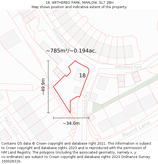 18, WETHERED PARK, MARLOW, SL7 2BH: Plot and title map