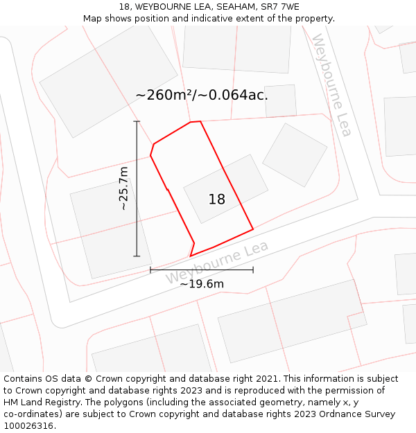 18, WEYBOURNE LEA, SEAHAM, SR7 7WE: Plot and title map