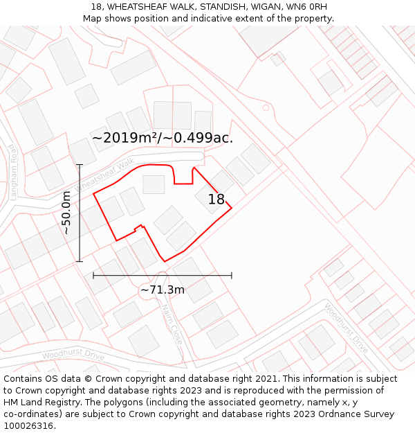 18, WHEATSHEAF WALK, STANDISH, WIGAN, WN6 0RH: Plot and title map
