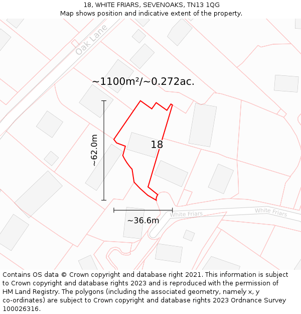 18, WHITE FRIARS, SEVENOAKS, TN13 1QG: Plot and title map