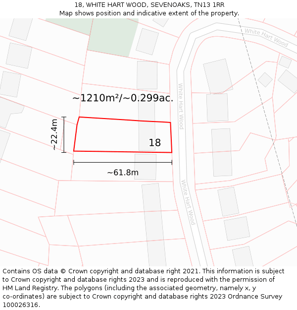 18, WHITE HART WOOD, SEVENOAKS, TN13 1RR: Plot and title map