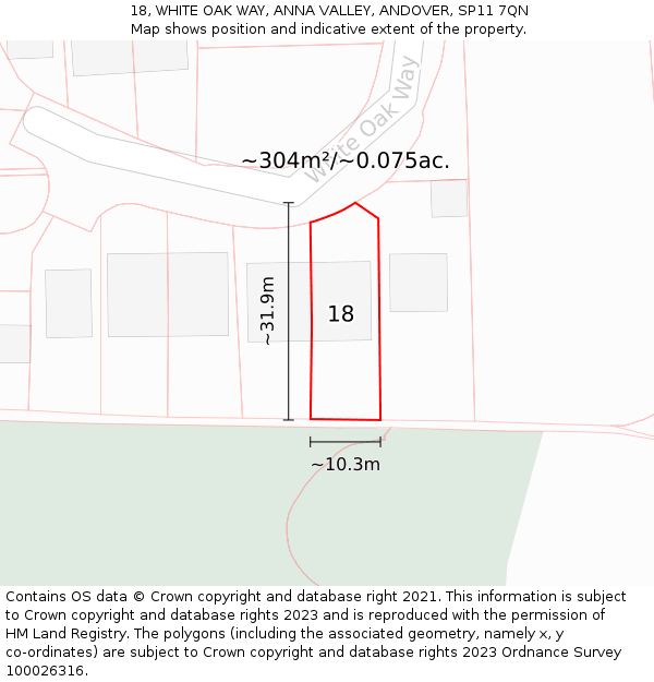 18, WHITE OAK WAY, ANNA VALLEY, ANDOVER, SP11 7QN: Plot and title map