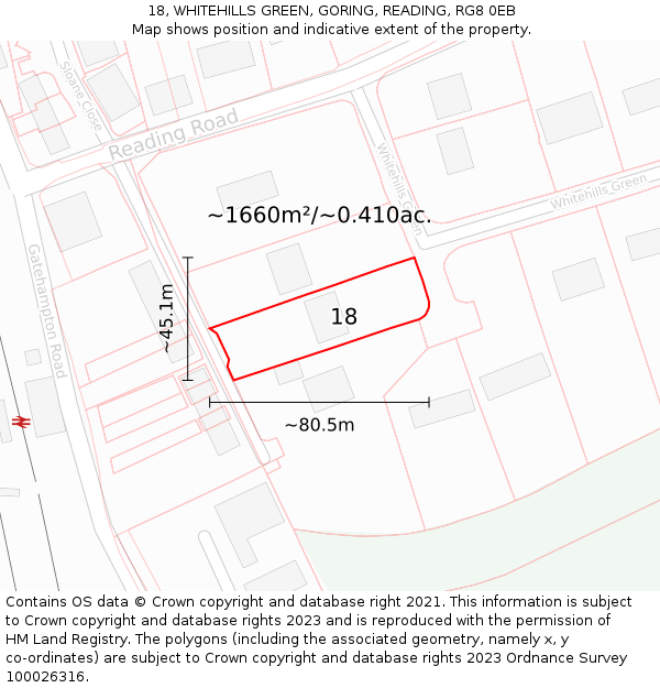 18, WHITEHILLS GREEN, GORING, READING, RG8 0EB: Plot and title map