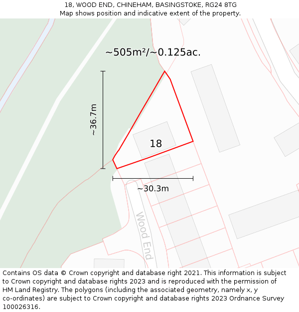 18, WOOD END, CHINEHAM, BASINGSTOKE, RG24 8TG: Plot and title map