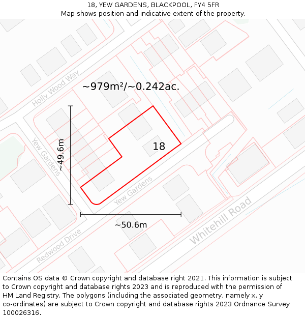 18, YEW GARDENS, BLACKPOOL, FY4 5FR: Plot and title map