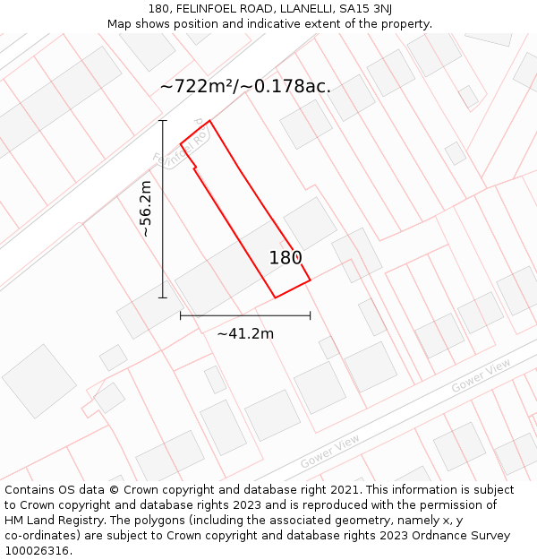 180, FELINFOEL ROAD, LLANELLI, SA15 3NJ: Plot and title map