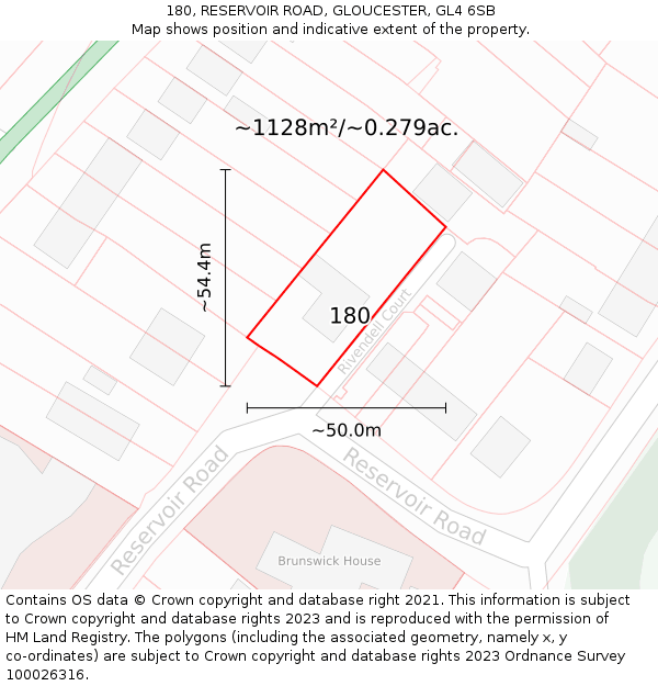 180, RESERVOIR ROAD, GLOUCESTER, GL4 6SB: Plot and title map