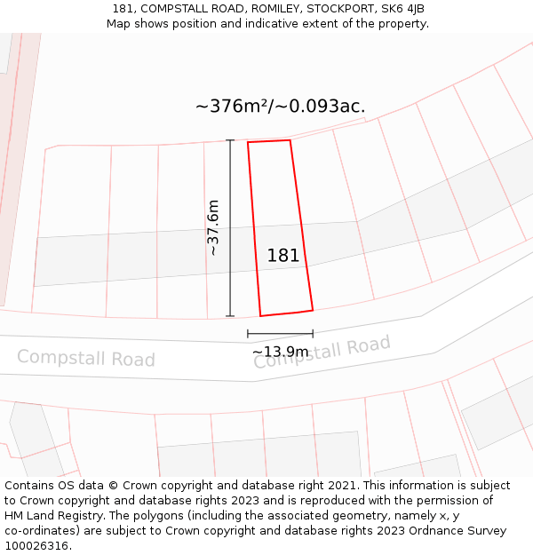 181, COMPSTALL ROAD, ROMILEY, STOCKPORT, SK6 4JB: Plot and title map