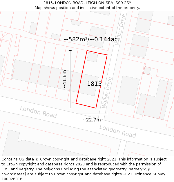 1815, LONDON ROAD, LEIGH-ON-SEA, SS9 2SY: Plot and title map