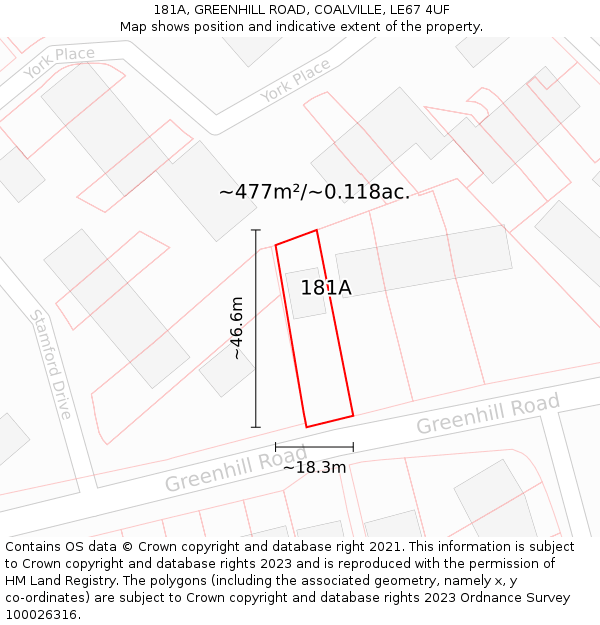 181A, GREENHILL ROAD, COALVILLE, LE67 4UF: Plot and title map