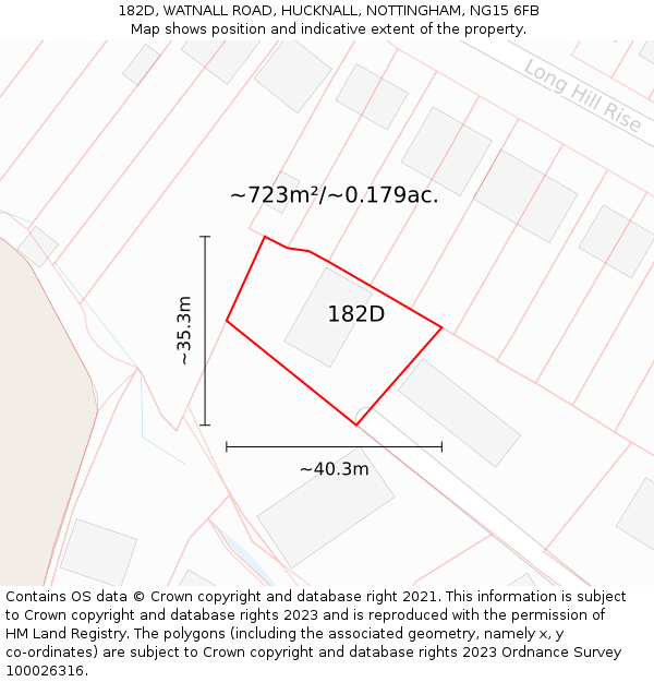 182D, WATNALL ROAD, HUCKNALL, NOTTINGHAM, NG15 6FB: Plot and title map