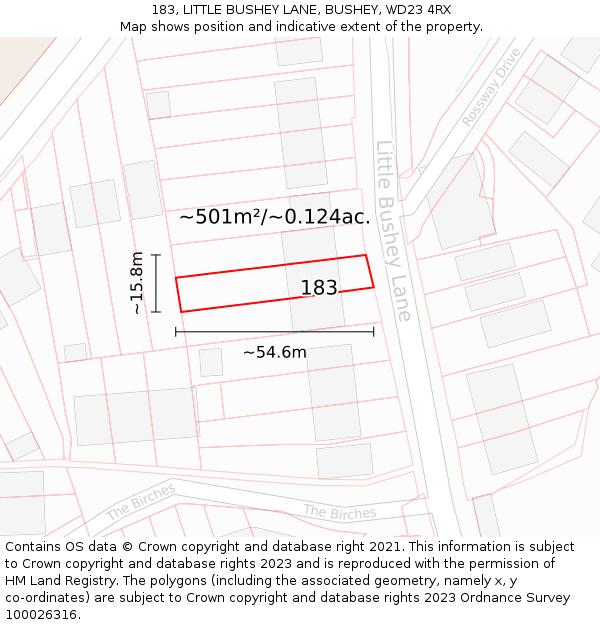 183, LITTLE BUSHEY LANE, BUSHEY, WD23 4RX: Plot and title map