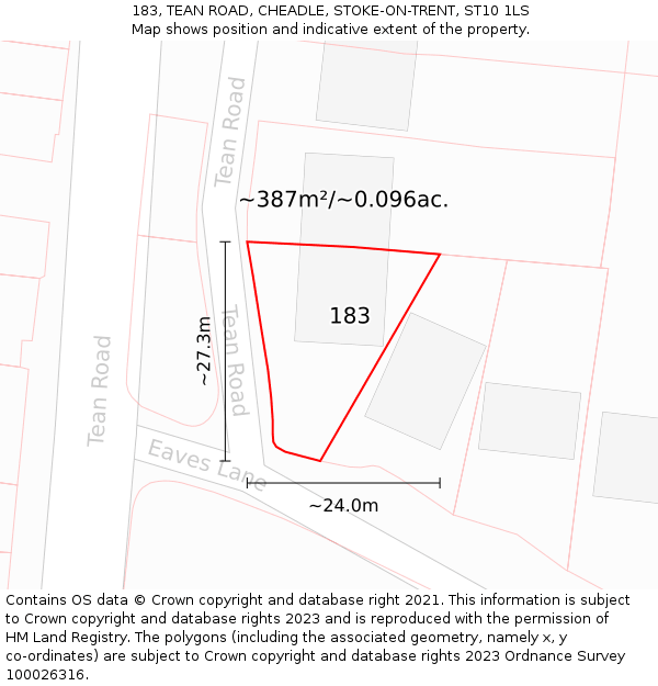 183, TEAN ROAD, CHEADLE, STOKE-ON-TRENT, ST10 1LS: Plot and title map