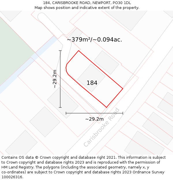 184, CARISBROOKE ROAD, NEWPORT, PO30 1DL: Plot and title map