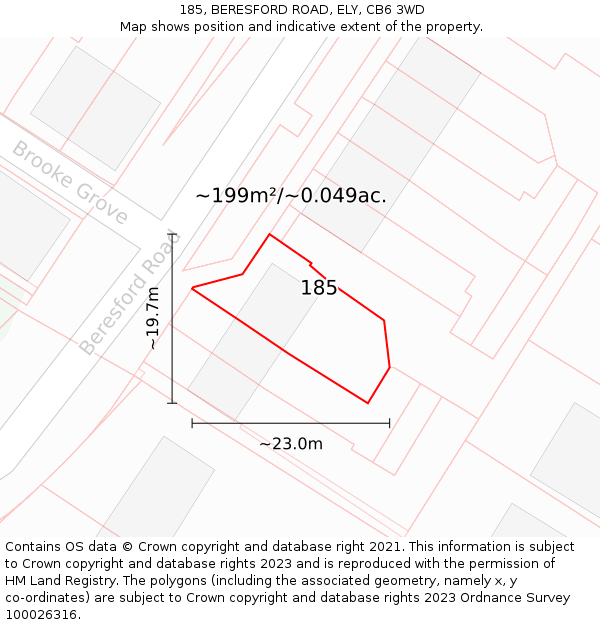 185, BERESFORD ROAD, ELY, CB6 3WD: Plot and title map