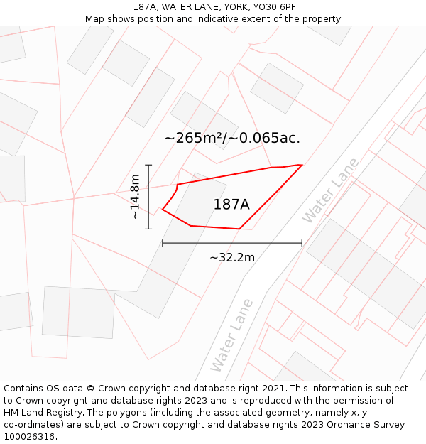 187A, WATER LANE, YORK, YO30 6PF: Plot and title map