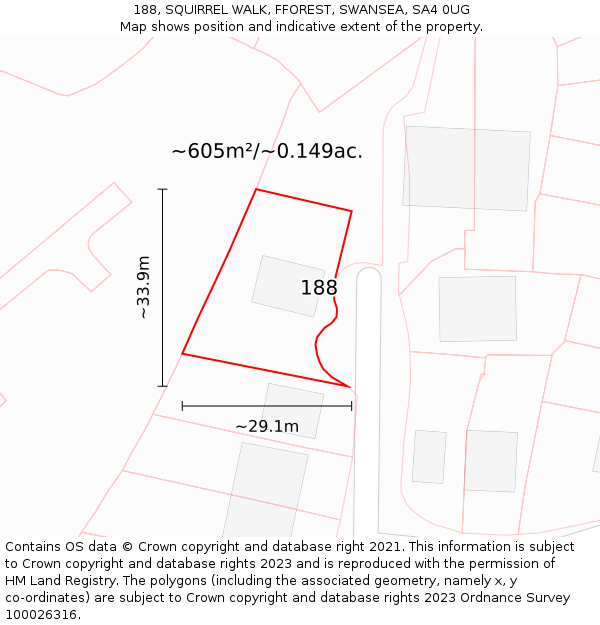 188, SQUIRREL WALK, FFOREST, SWANSEA, SA4 0UG: Plot and title map