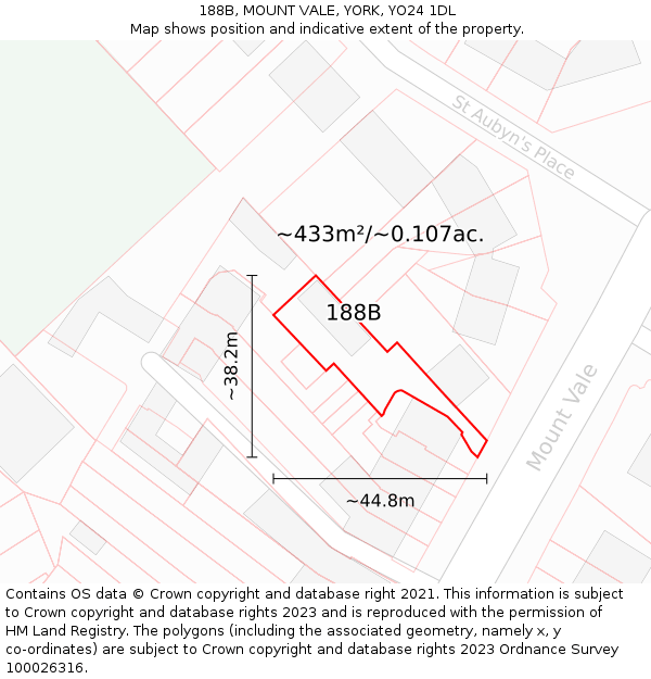 188B, MOUNT VALE, YORK, YO24 1DL: Plot and title map