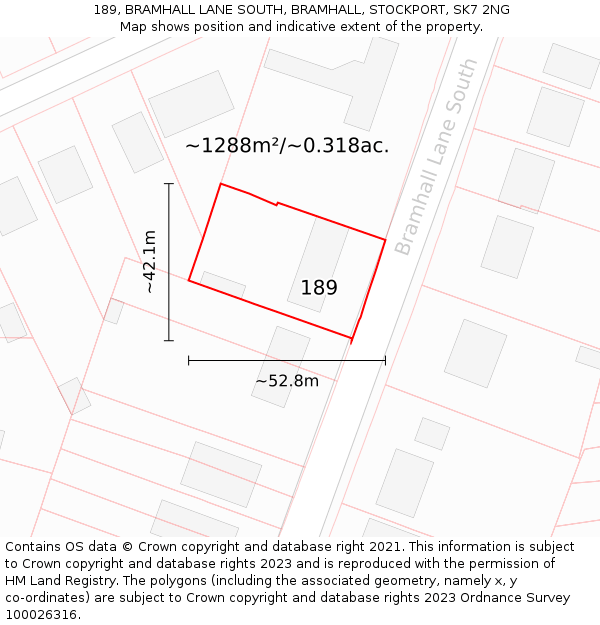 189, BRAMHALL LANE SOUTH, BRAMHALL, STOCKPORT, SK7 2NG: Plot and title map