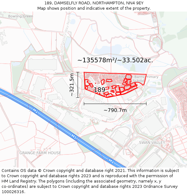 189, DAMSELFLY ROAD, NORTHAMPTON, NN4 9EY: Plot and title map