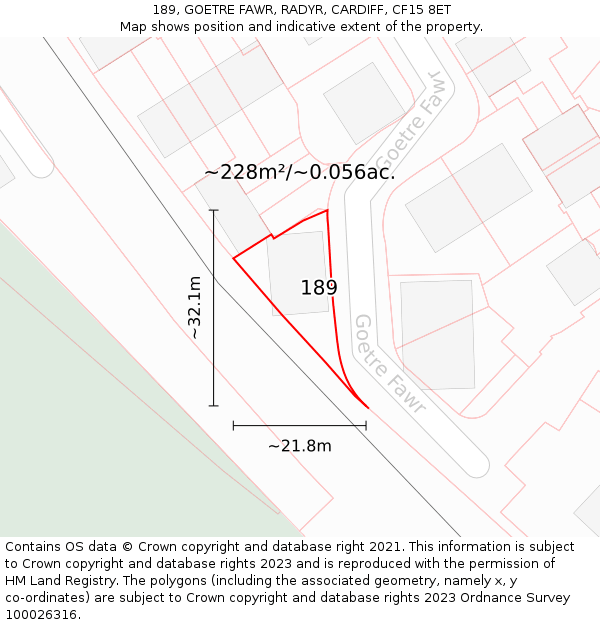 189, GOETRE FAWR, RADYR, CARDIFF, CF15 8ET: Plot and title map