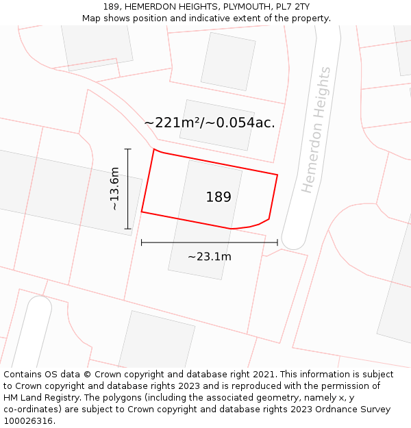 189, HEMERDON HEIGHTS, PLYMOUTH, PL7 2TY: Plot and title map